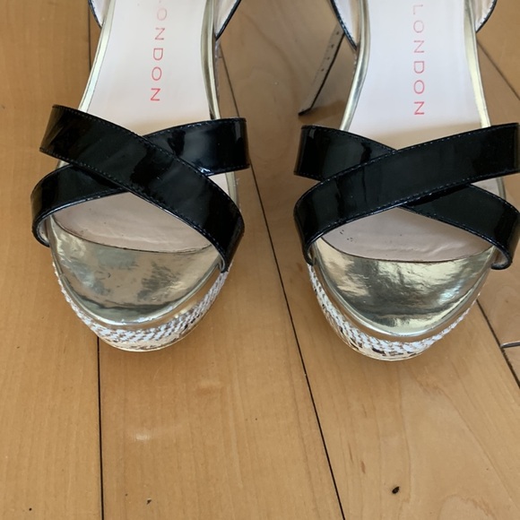 Sacha London Yvette Criss Cross Strap Leather Wedge Sandal Women Size 7 - Picture 5 of 17